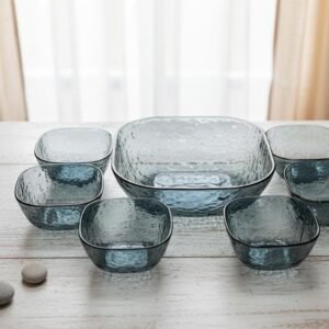 smoked-ripple-glass-serving-bowl-set-7-piece