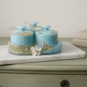 handmade-resin-airtight-storage-jar-set-with-tray-decorative-kitchen-organizer-blue