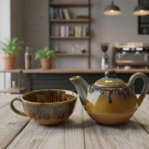handcrafted-ceramic-tea-set-brown-glazed-teapot-with-cups