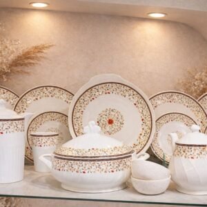 "Empire Gate" Blue Geometric Border - 64 Pieces Dinnerware Set