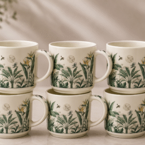 tct-green-leaf-tropical-botanical-mug-set-of-06-mugs-ceramic-coffee-mug-300-ml-pack-of-6