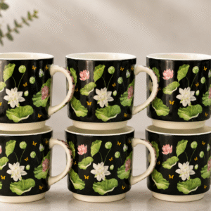 tct-midnight-black-lotus-mug-set-of-06-mugs-ceramic-coffee-mug-300-ml-pack-of-6