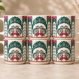 ROYAL GREEN PEACOCK MUG SET (Set of 6)